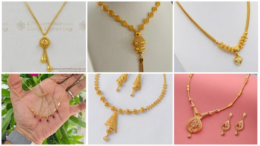 Designer light weight gold necklace for women