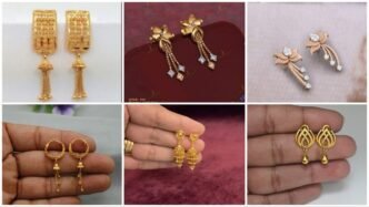 Light seight gold earring designs for girls