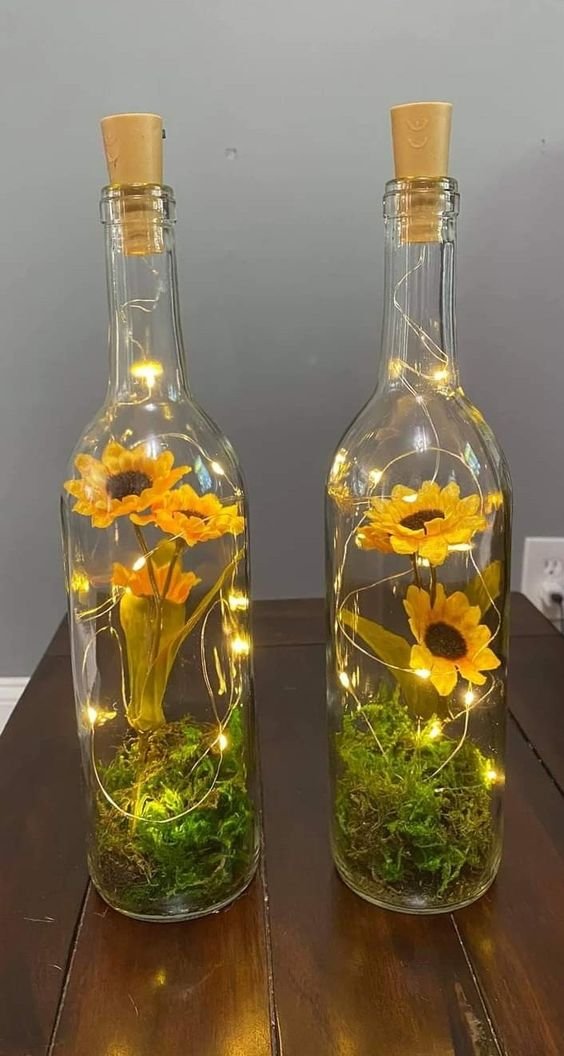 Upcycled Bottle Lamps and Centerpieces